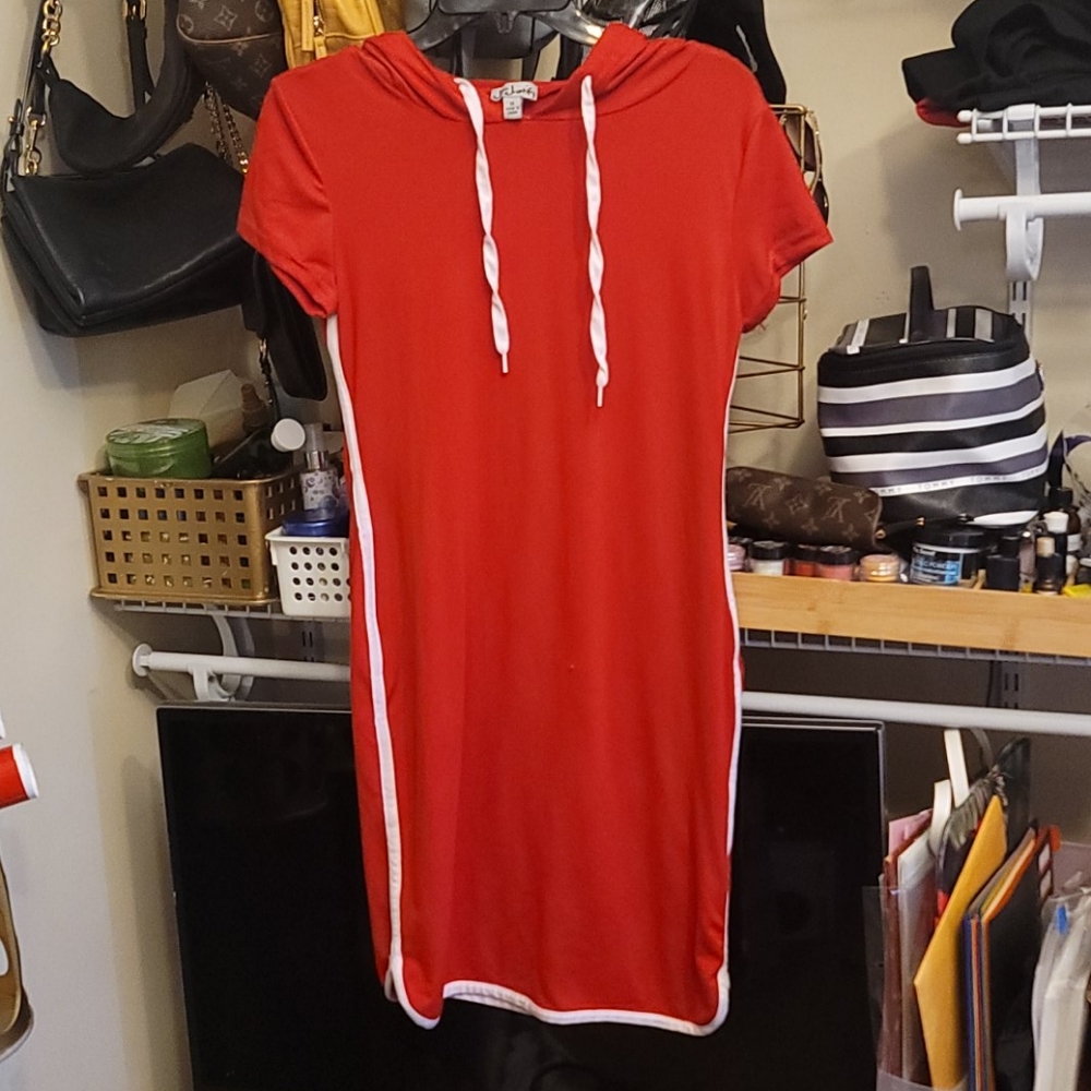 $13 RED NEW dress with hoodie